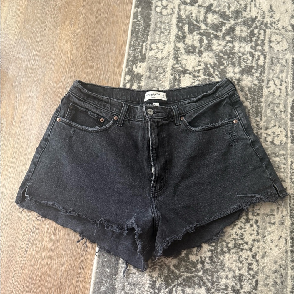 Abercrombie Black Denim The Mom Short High Rise Curve Love
